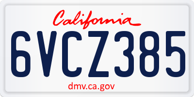 CA license plate 6VCZ385