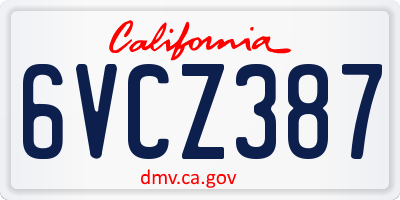 CA license plate 6VCZ387