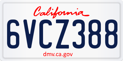 CA license plate 6VCZ388