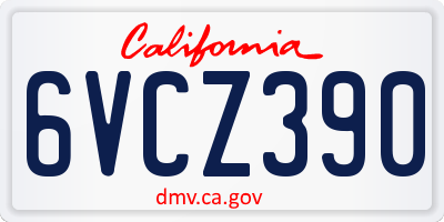 CA license plate 6VCZ390