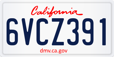 CA license plate 6VCZ391