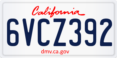 CA license plate 6VCZ392