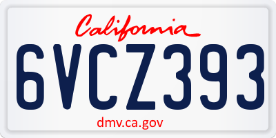 CA license plate 6VCZ393