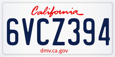 CA license plate 6VCZ394