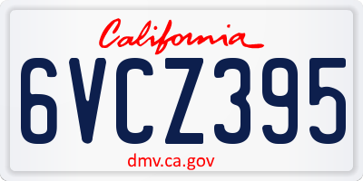 CA license plate 6VCZ395