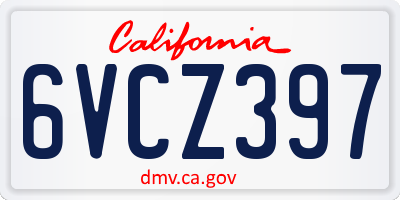 CA license plate 6VCZ397