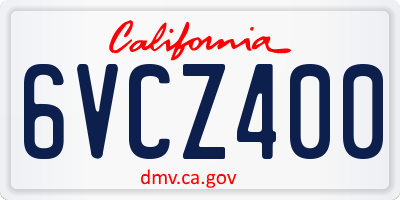 CA license plate 6VCZ400