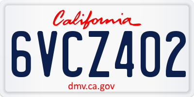 CA license plate 6VCZ402
