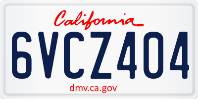 CA license plate 6VCZ404