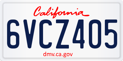 CA license plate 6VCZ405