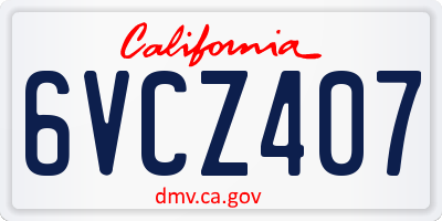 CA license plate 6VCZ407