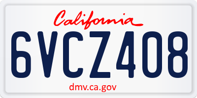 CA license plate 6VCZ408