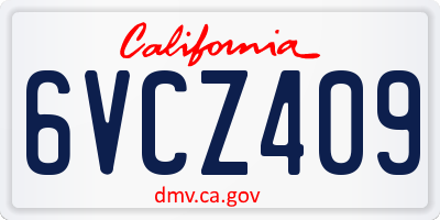 CA license plate 6VCZ409