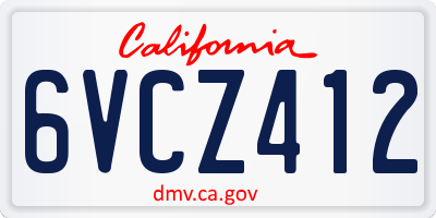 CA license plate 6VCZ412