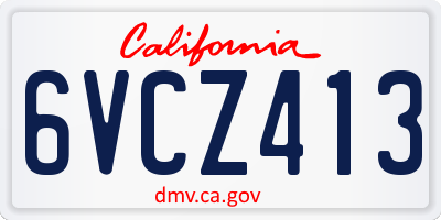CA license plate 6VCZ413