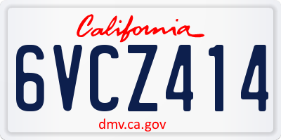 CA license plate 6VCZ414