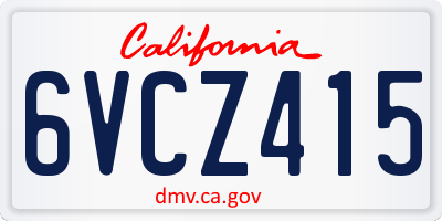 CA license plate 6VCZ415