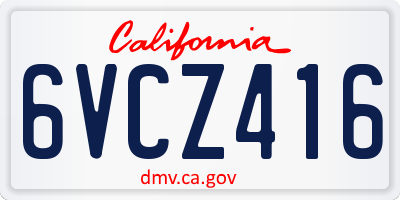 CA license plate 6VCZ416