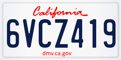 CA license plate 6VCZ419