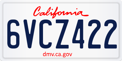 CA license plate 6VCZ422