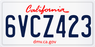 CA license plate 6VCZ423