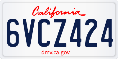CA license plate 6VCZ424