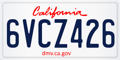 CA license plate 6VCZ426