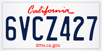 CA license plate 6VCZ427
