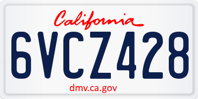 CA license plate 6VCZ428