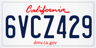 CA license plate 6VCZ429