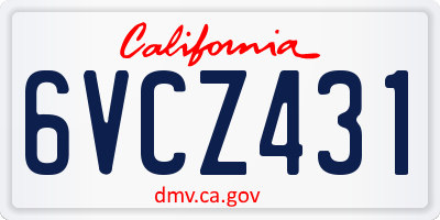CA license plate 6VCZ431
