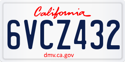 CA license plate 6VCZ432