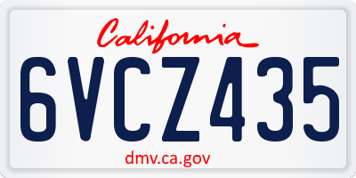 CA license plate 6VCZ435