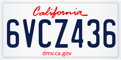 CA license plate 6VCZ436