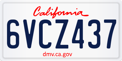 CA license plate 6VCZ437