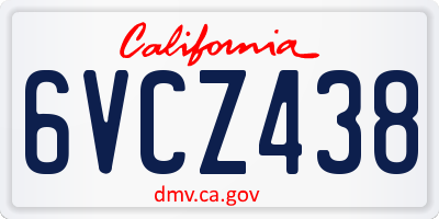 CA license plate 6VCZ438