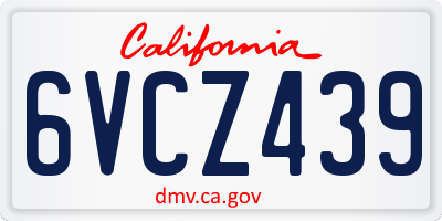 CA license plate 6VCZ439