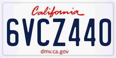 CA license plate 6VCZ440