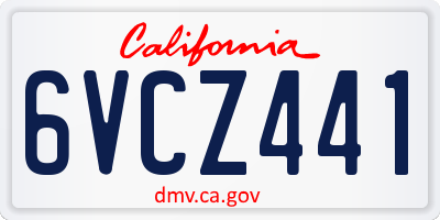 CA license plate 6VCZ441