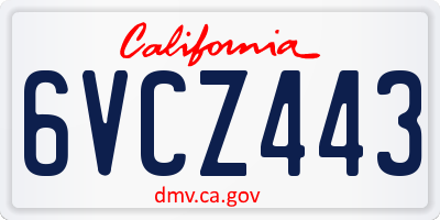 CA license plate 6VCZ443