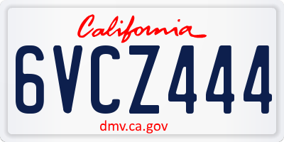 CA license plate 6VCZ444
