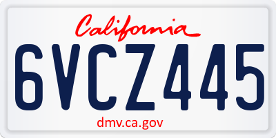 CA license plate 6VCZ445
