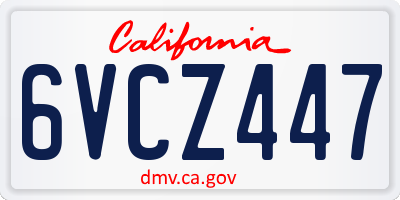 CA license plate 6VCZ447