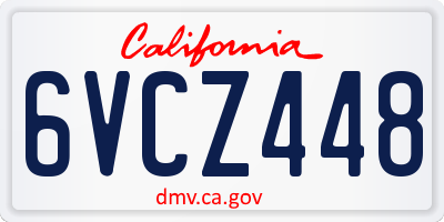 CA license plate 6VCZ448