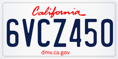 CA license plate 6VCZ450