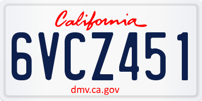 CA license plate 6VCZ451