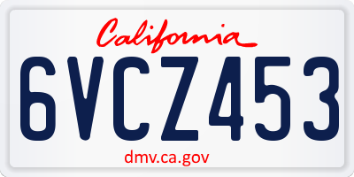 CA license plate 6VCZ453