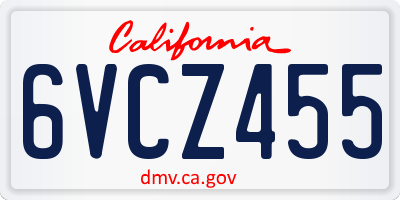CA license plate 6VCZ455