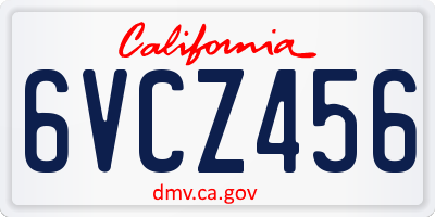 CA license plate 6VCZ456
