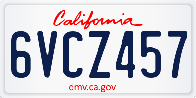 CA license plate 6VCZ457